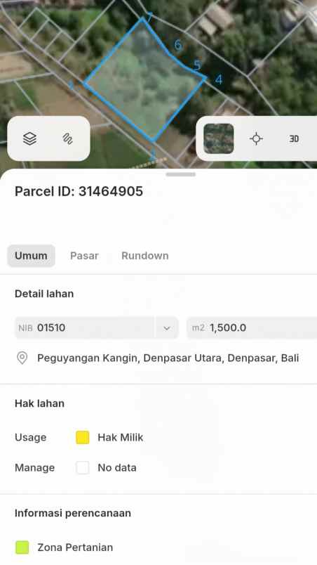 dijual tanah peguyangan kangin