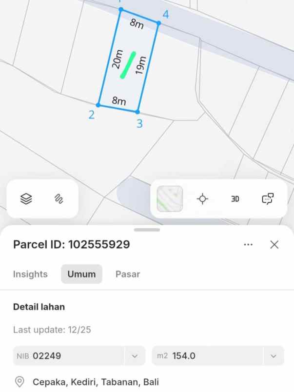 dijual tanah selingsing