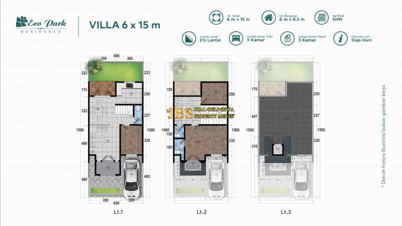 dijual villa komplek eco park residence