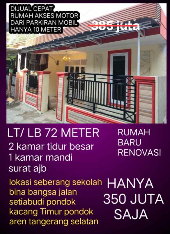 dijuam rumah baru akses motor murah