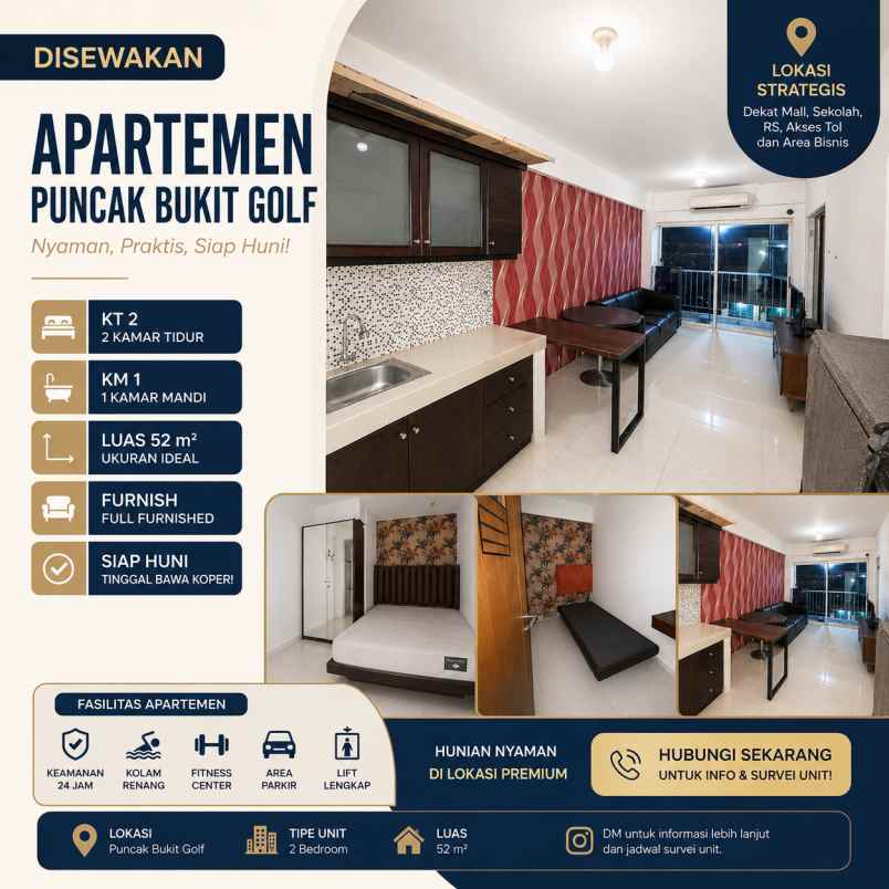 disewakan furnish apartemen puncak bukit golf