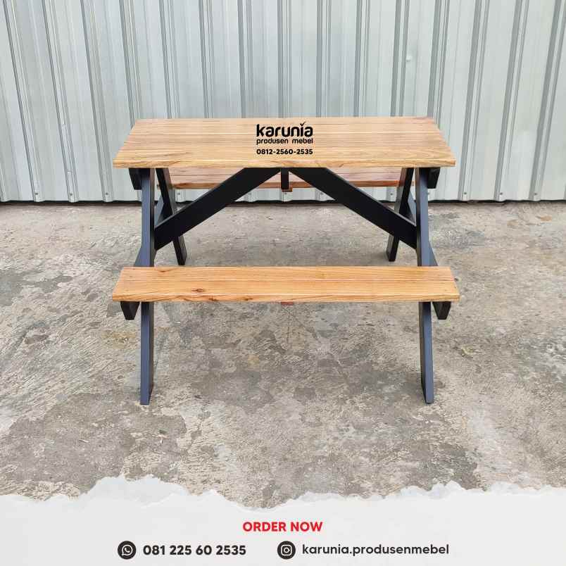 harga meja kursi makan warung kayu solid termurah