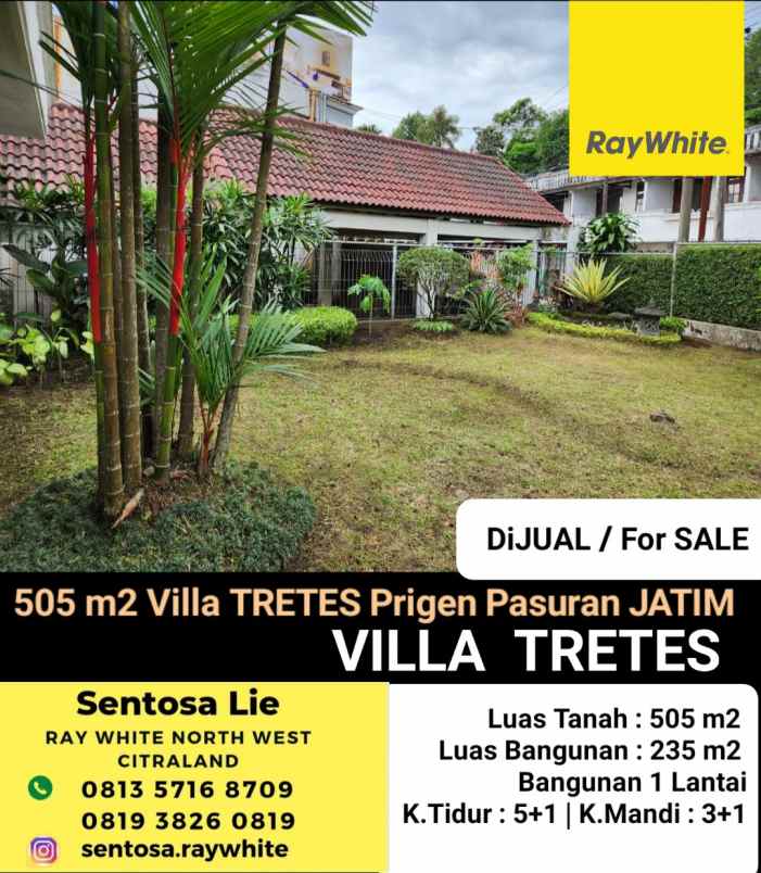 murah dijual 505 m2 villa tretes prigen pasuruan jatim