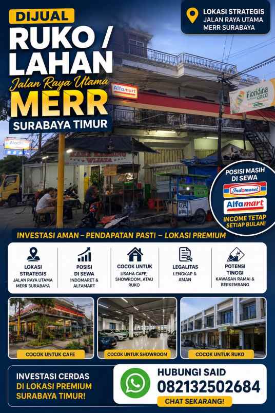 ruko lahan daerah jalan raya utama merr