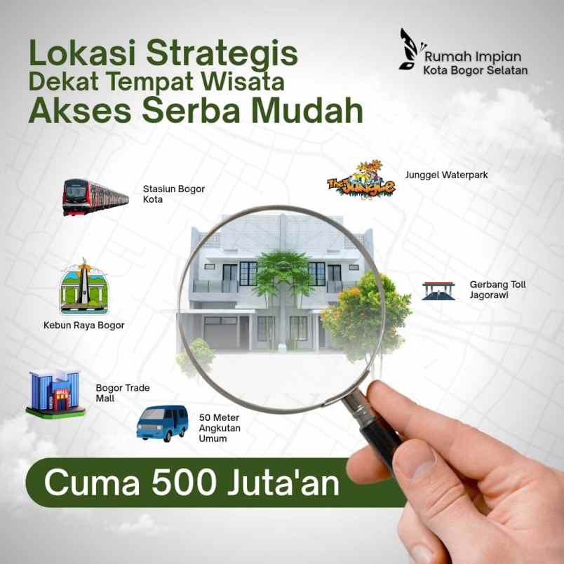 rumah 2 lantai 500 jutaan kota bogor dekat bnr bogor