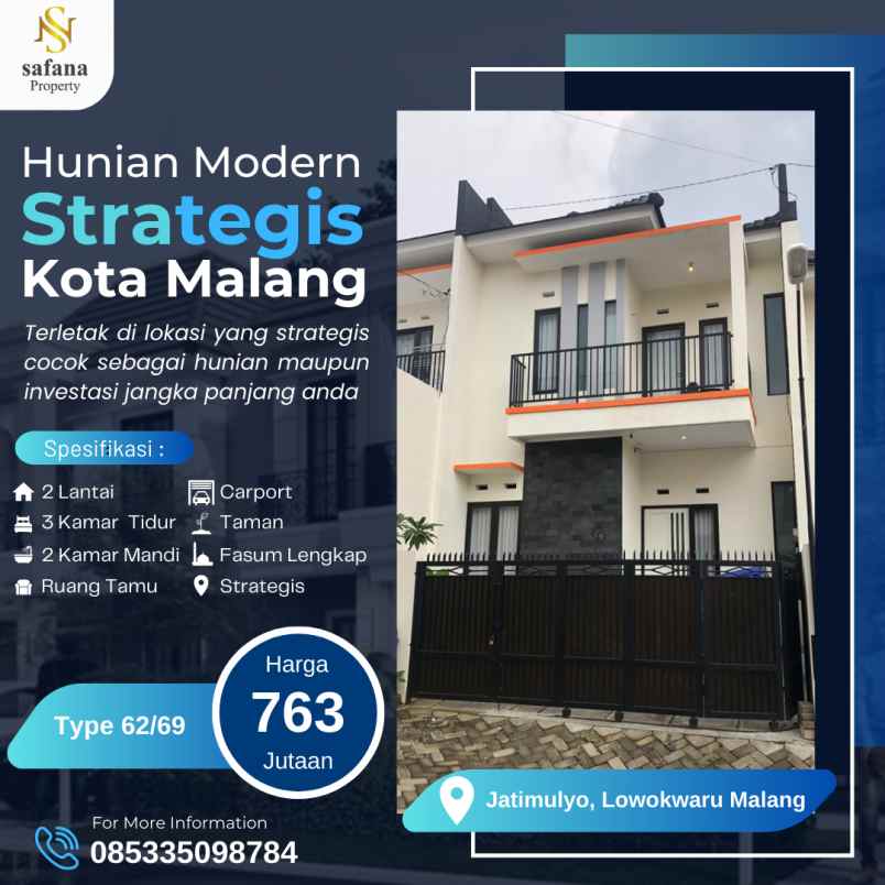 Rumah 2 Lantai Siap Huni Dekat Kampus Suhat Malang