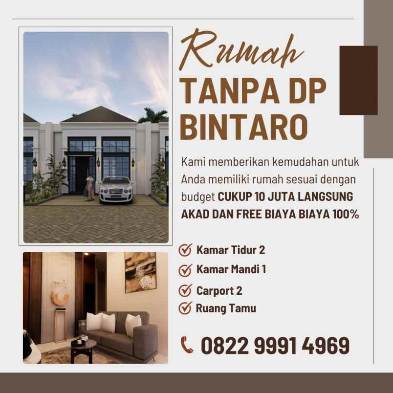 rumah tanpa dp free biaya biaya di bintaro