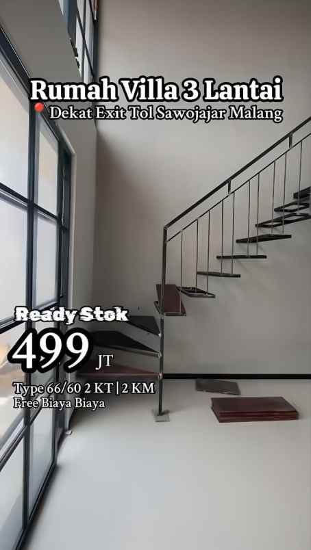rumah villa 3 lantai 499 juta lokasi pakis malang