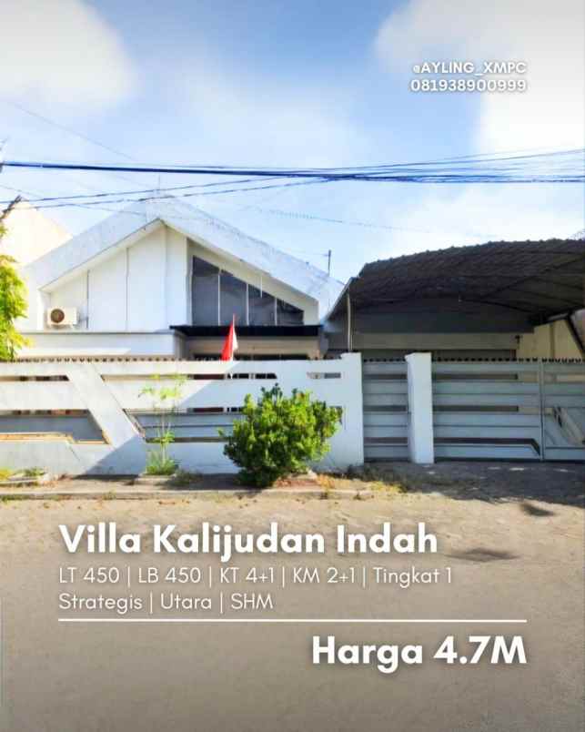 rumah villa kalijudan indah strategis