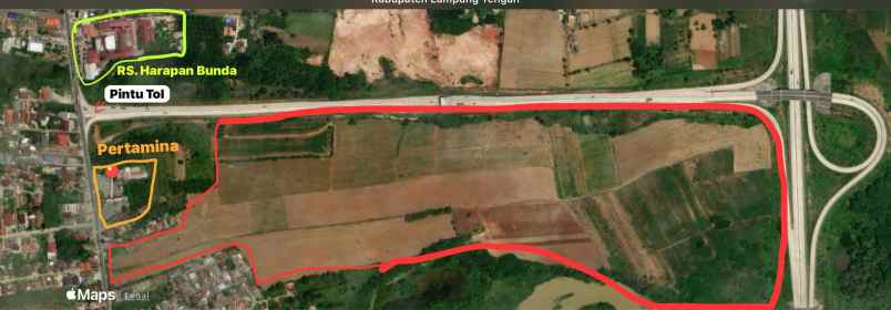 tanah di lampung lokasi daerah bagus sebelah pintu tol