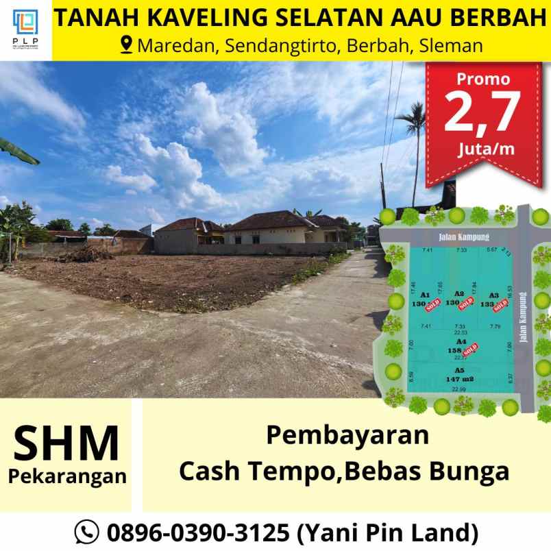 tanah shm pekarangan murah dekat aau berbah