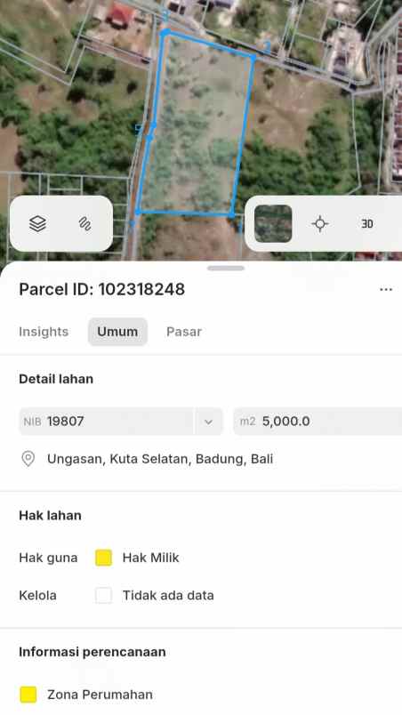 dijual 50 are jl tulip toyaning ungasan kuta selatan