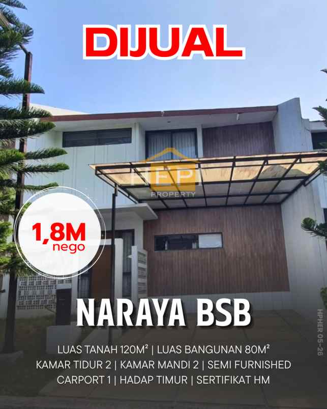 dijual rumah di naraya bsb city semarang