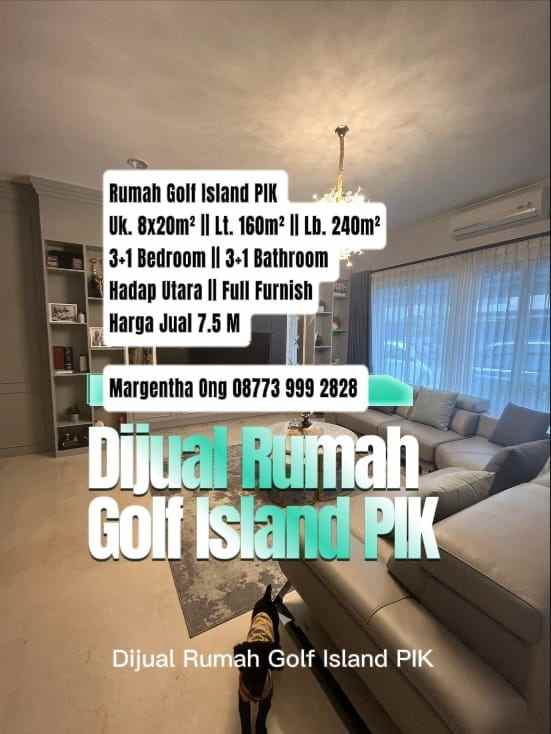 dijual rumah golf island pik hadap utara full furnish