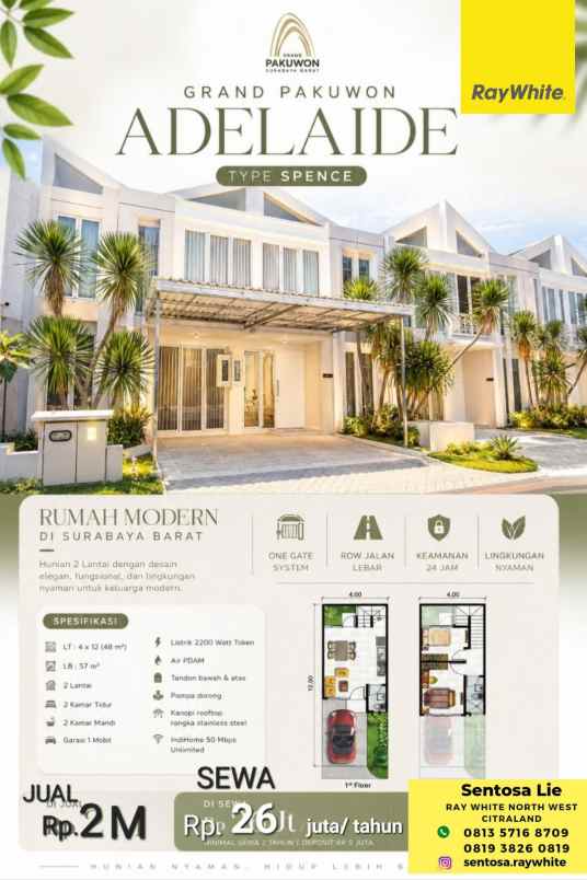 dijual rumah jalan grand pakuwon