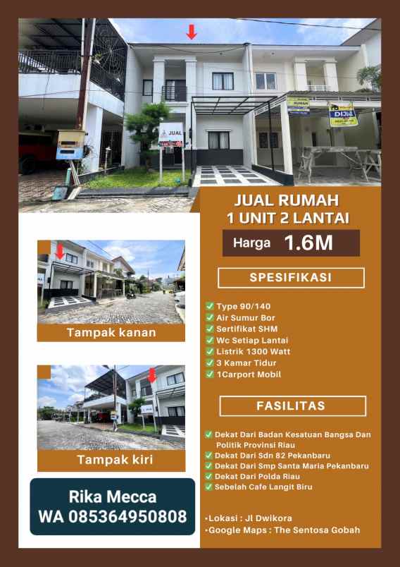 dijual rumah jln dwikora kota pekanbaru