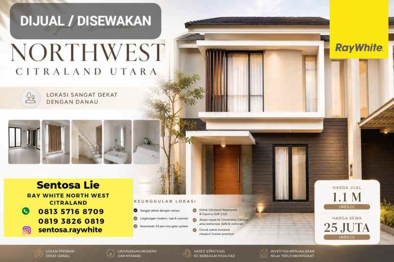 dijual rumah northwest lake citraland