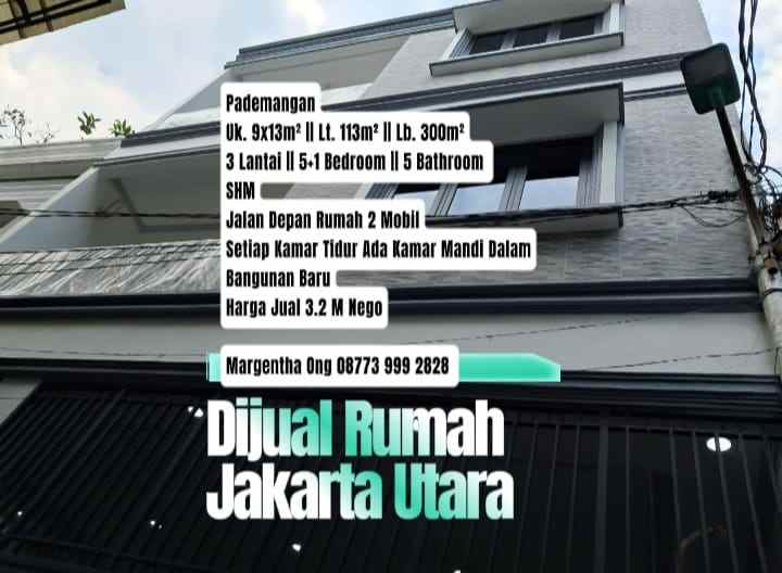 dijual rumah pademangan jakut 3 lantai bangunan baru