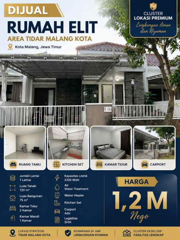 dijual rumah siap huni lokasi di tidar kota malang