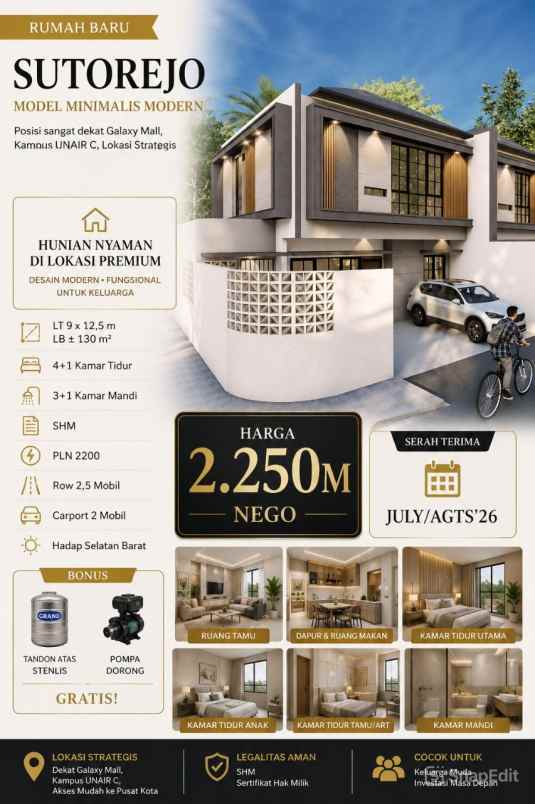 dijual rumah sutorejo