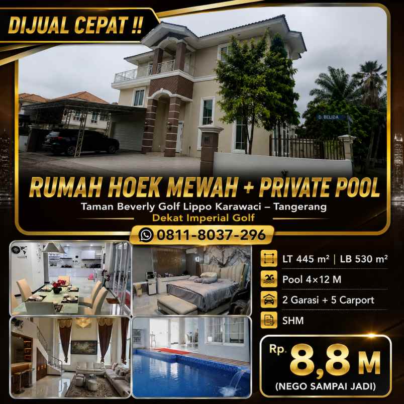 dijual rumah taman beverly golf lippo