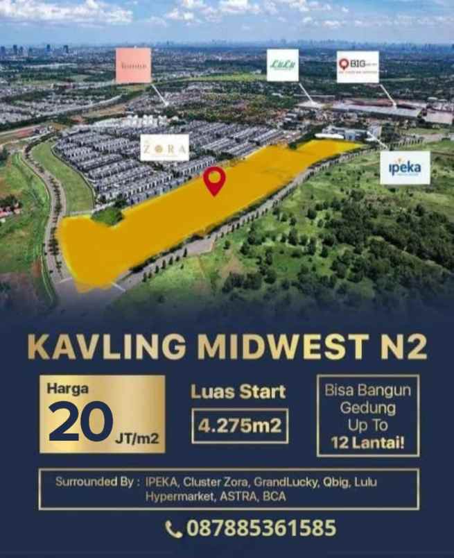 dijual tanah bsd city kavling midwest