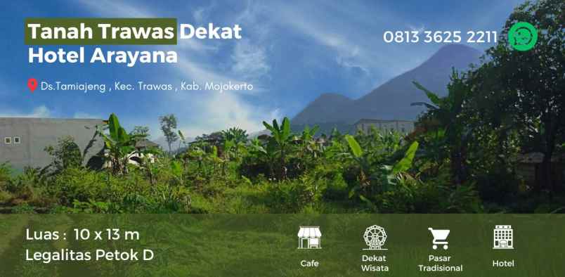 dijual tanah desa tamiajeng kec trawas