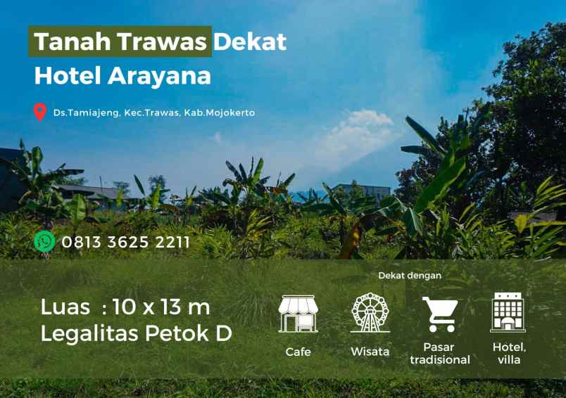 dijual tanah desa tamijang kec trawas