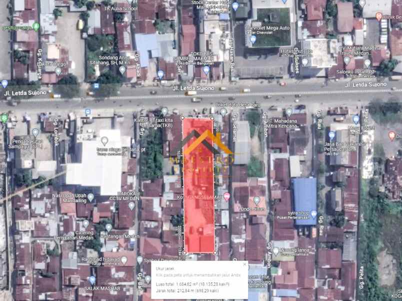 dijual tanah jalan letda sujono depan