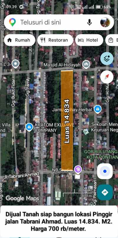 dijual tanah jalan tabrani ahmad
