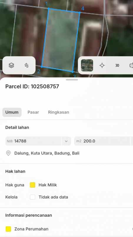 dijual tanah jl padang indah