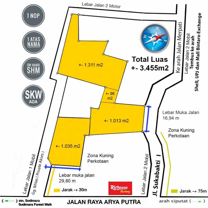 dijual tanah jl sukabakti serua indah