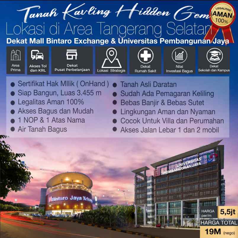 dijual tanah jl sukabakti serua indah