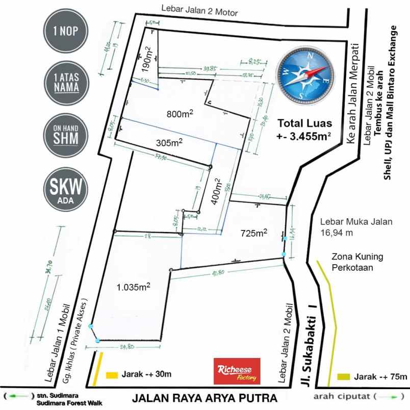 dijual tanah jl sukabakti serua indah