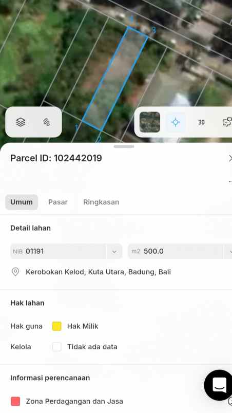 dijual tanah kerobokan kelod