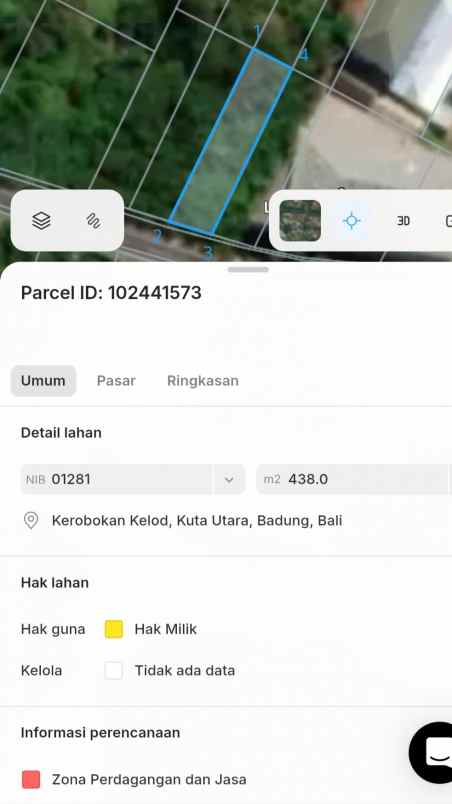 dijual tanah kerobokan kelod