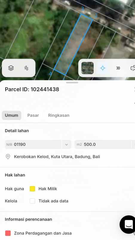 dijual tanah kerobokan kelod