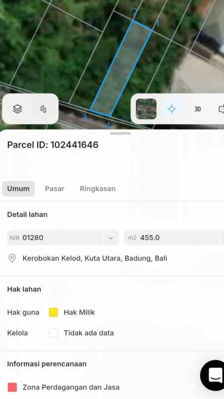 dijual tanah kerobokan kelod
