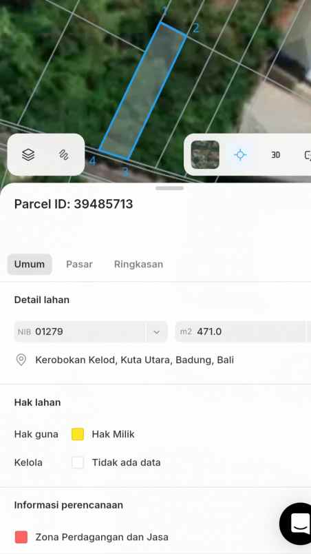 dijual tanah kerobokan kelod