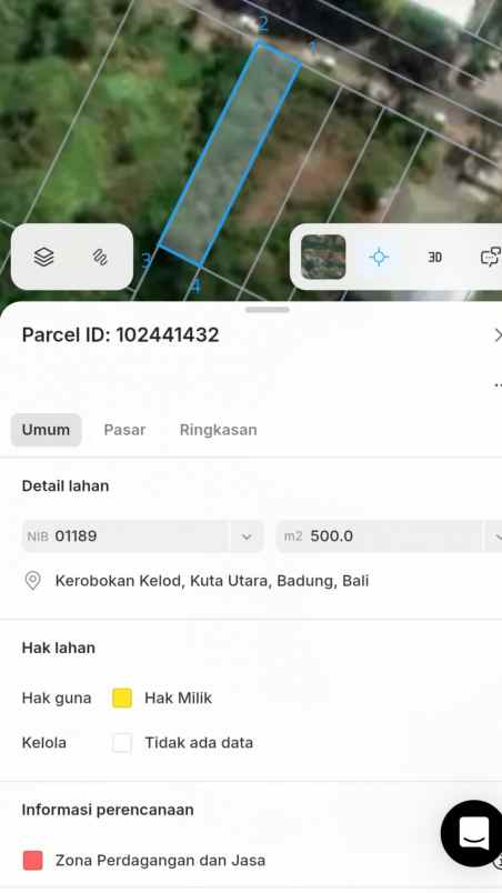 dijual tanah kerobokan kelod