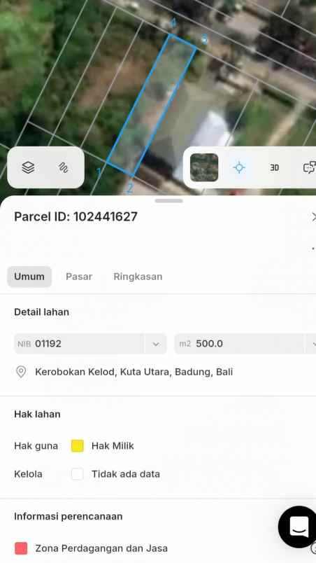dijual tanah kerobokan kelod