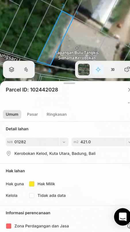 dijual tanah kerobokan kelod