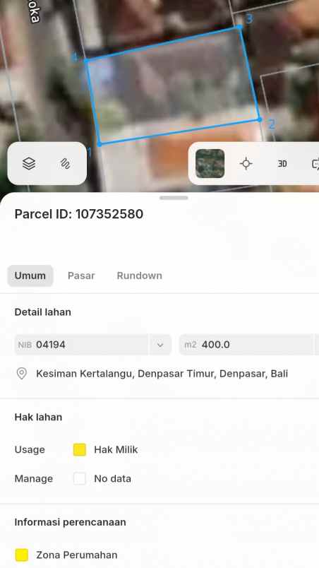 dijual tanah kesiman kerthalangu