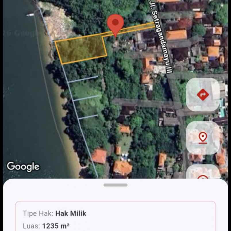 dijual tanah los pantai