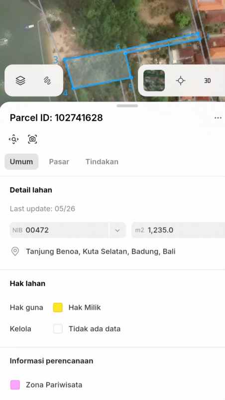 dijual tanah los pantai