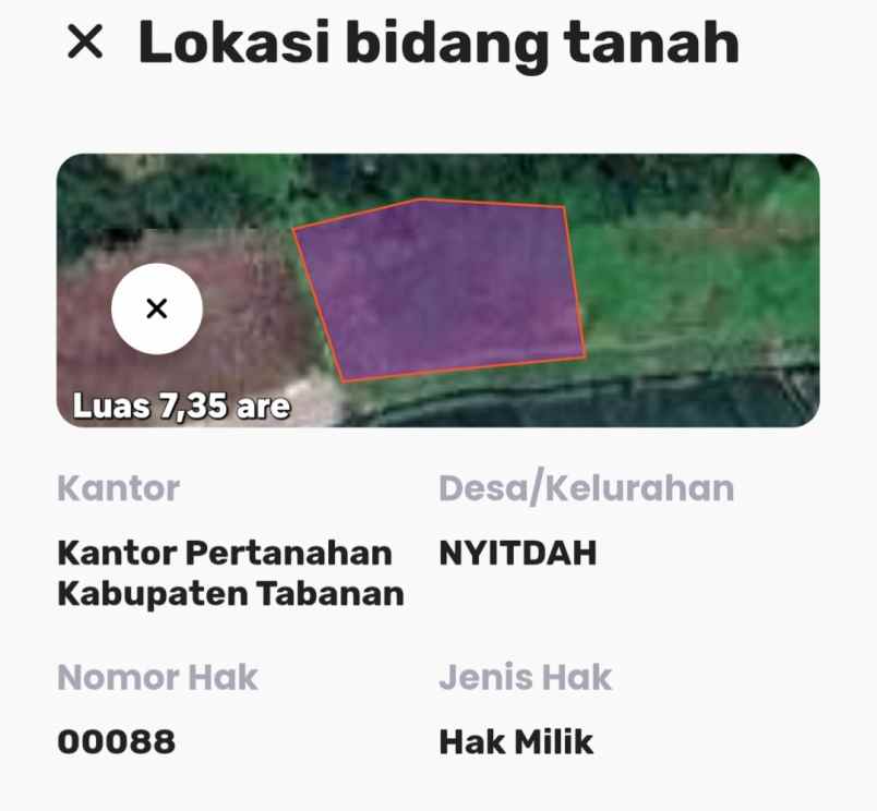 dijual tanah pantai kedungu