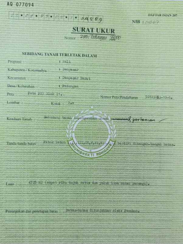 dijual tanah pedungan