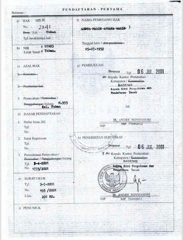 dijual tanah raya uluwatu