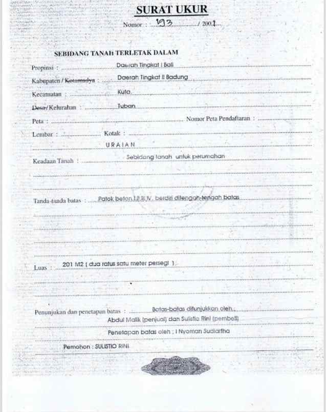 dijual tanah raya uluwatu