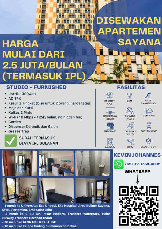 disewa apartement sayana studio